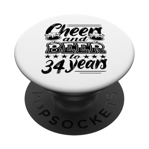34 Cumpleaños 34 Cumpleaños Hombre 34 Cumpleaños Papá PopSockets PopGrip Adhesivo