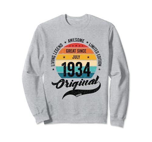 Julio 1934 Cumpleaños Retro Años Vintage Bday Clásico Sudadera