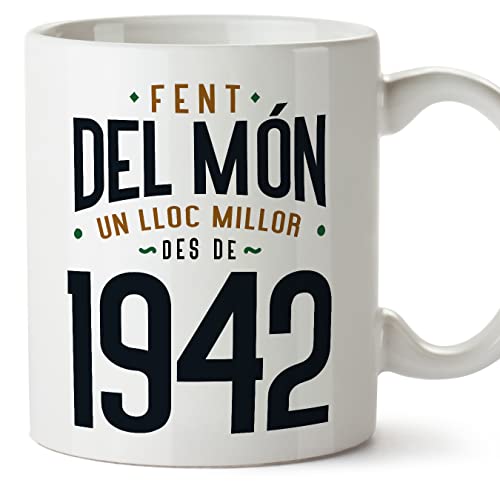 MUGFFINS Tazas 1942 Cumpleaños - En Catalán - Fent del Món un Lloc Millor - 11 oz / 330 ml -...
