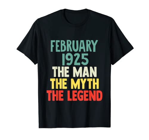 The Man Myth Legend 1925 - Regalo de cumpleaños del 97 de febrero para 97 Camiseta