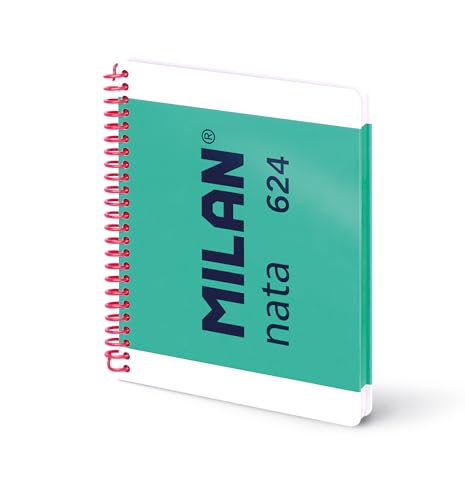 MILAN® Cuaderno A5 con espiral y tapa dura, papel blanco, 80 hojas de 95 gr/m², colección nata®,...