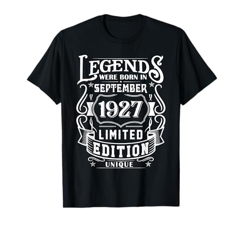Cumpleaños Septiembre 1927 Edición Limitada Regalo Vintage Camiseta