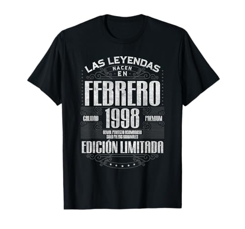 Las Leyendas Nacen En Febrero 1998 28 Años Cumpleaños Camiseta