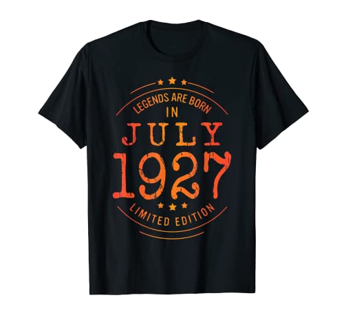 Cumpleaños Julio 1927 Edición Limitada Regalo Legend July Camiseta