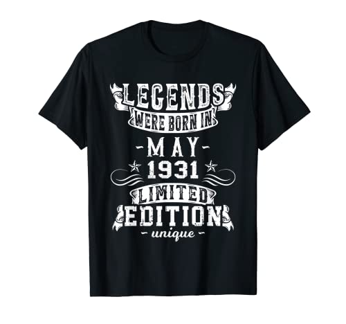 Cumpleaños Mayo 1931 Edición Limitada Regalo Legend May Camiseta