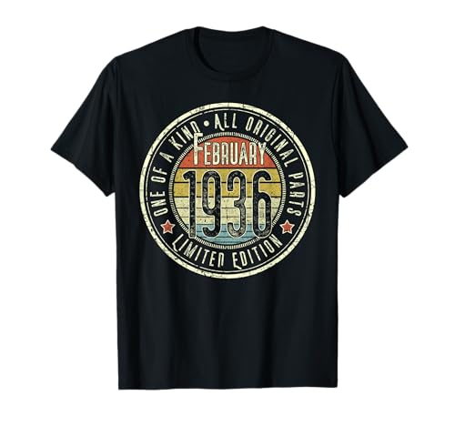89 Cumpleaños Vintage Febrero 1936 Retro Edición Limitada Camiseta