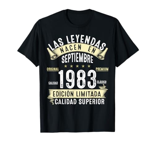 42 Años Cumpleaños Las Leyendas nacen en Septiembre de 1983 Camiseta