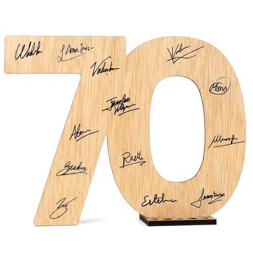 CONTRAXT Tarjeta felicitacion 70 cumpleaños. Regalo detalles libro de firmas alternaivo decoracion...