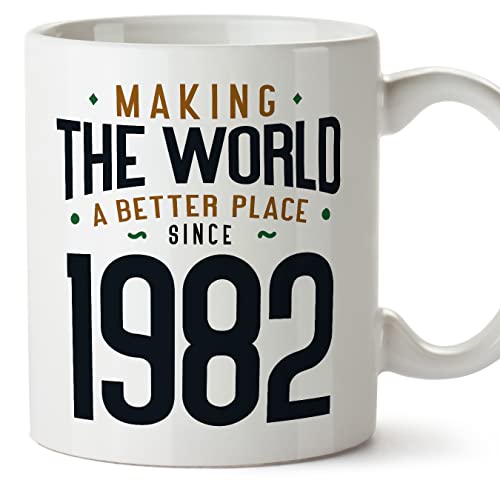 MUGFFINS Tazas 1982 Cumpleaños - En Inglés - Making the World a Better Place - 11 oz / 330 ml -...