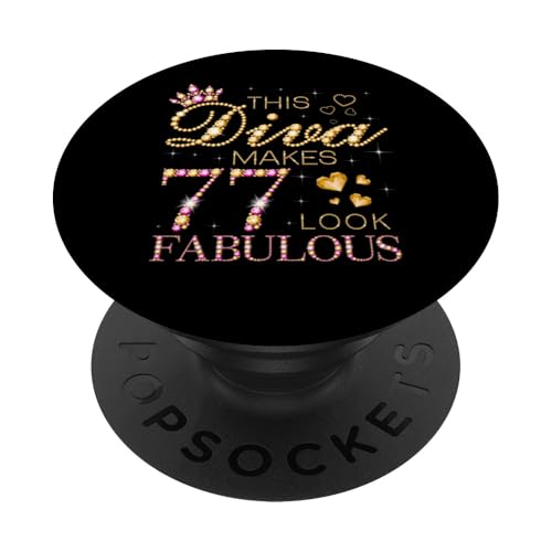 Esta Diva Hace Que el 77 se vea Fabuloso 77 cumpleaños Queen B-Day PopSockets PopGrip Adhesivo