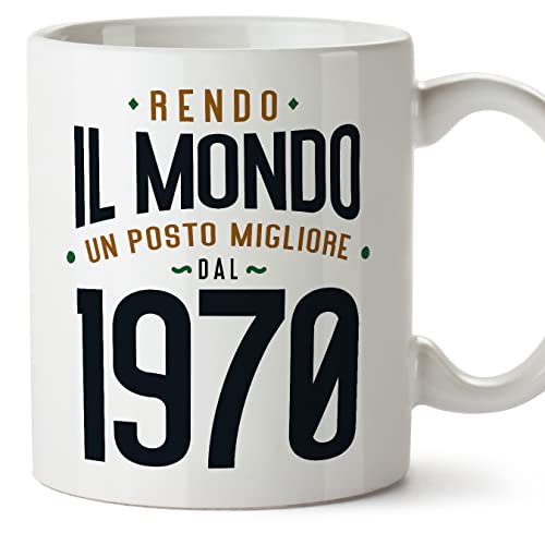 MUGFFINS Tazas 1970 Cumpleaños - En Italiano - Rendo il Mondo un Posto Migliore - 11 oz / 330 ml -...