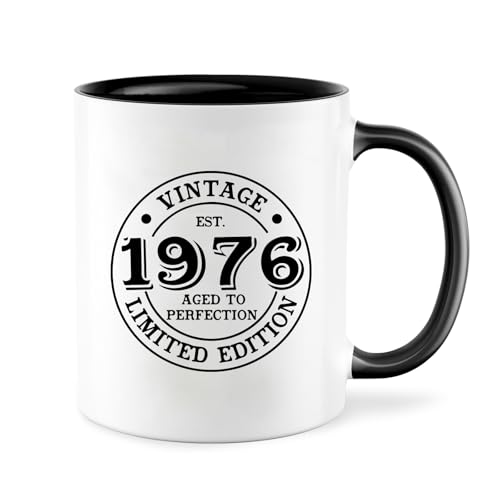 Taza 50 Cumpleaños, 1976 Regalos Originales 50 Años Para Hombres Mujeres, 350ml Taza de Cerámica...