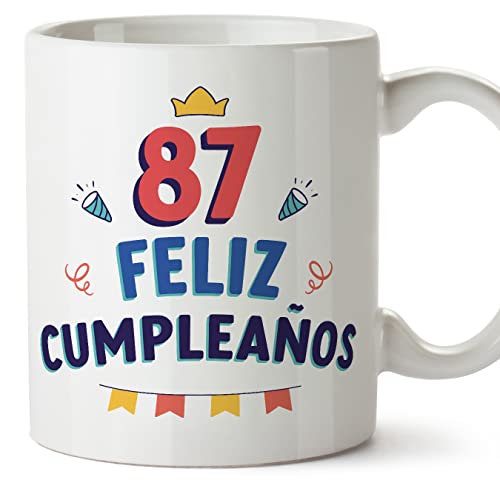 MUGFFINS Tazas 87 Cumpleaños - En Español - ¡Feliz Cumpleaños! - 11 oz / 330 ml - Regalo...