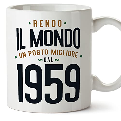MUGFFINS Tazas 1959 Cumpleaños - En Italiano - Rendo il Mondo un Posto Migliore - 11 oz / 330 ml -...