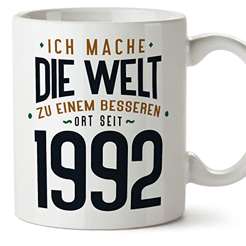 MUGFFINS Tazas 1992 Cumpleaños - En Alemán - Ich Mache Die Welt zu Einem Besseren - 11 oz / 330 ml...