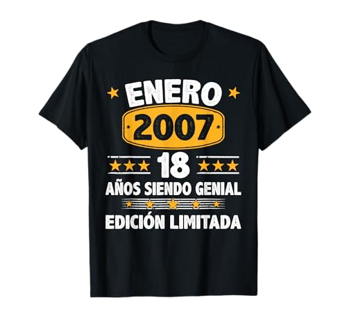Enero 2007 18 Años Hombre Cumpleaños Regalo Enero 2007 Camiseta