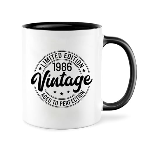 Taza 40 Cumpleaños, Vintage 1986 Regalos Originales 40 Años Para Hombres Mujeres, 350ml Taza de...