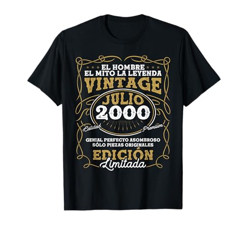 Julio 2000 Vintage - 26 Años Regalo Cumpleaños Hombre Camiseta