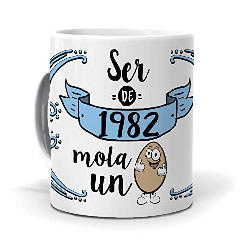 Taza Regalo de Años | Ser de 1982 Mola un Huevo | Tazas Originales para Regalar | Taza para Café,...