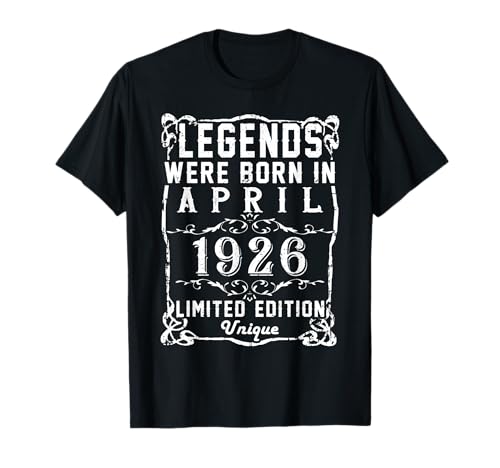 Cumpleaños Abril 1926 Edición Limitada Regalo April Camiseta