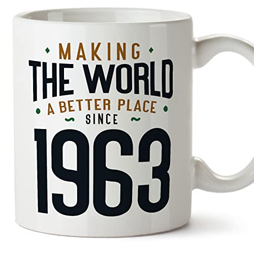 MUGFFINS Tazas 1963 Cumpleaños - En Inglés - Making the World a Better Place - 11 oz / 330 ml -...