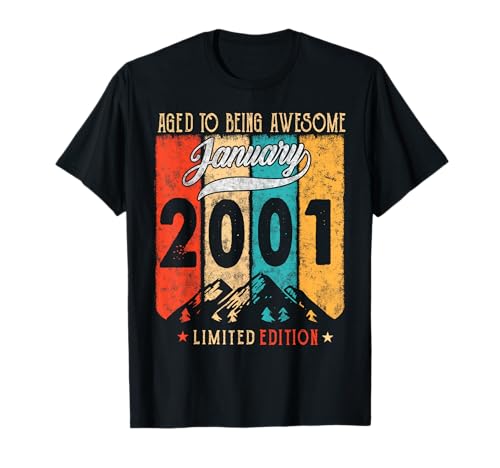 Vintage Enero 2001 21 años Divertido 21 cumpleaños Camiseta