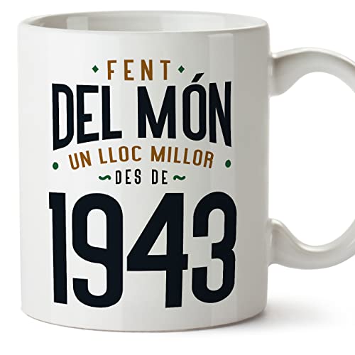 MUGFFINS Tazas 1943 Cumpleaños - En Catalán - Fent del Món un Lloc Millor - 11 oz / 330 ml -...