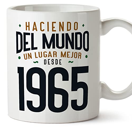 MUGFFINS Tazas 1965 Cumpleaños - En Español - Haciendo del Mundo un Lugar Mejor - 11 oz / 330 ml - Regalo original y divertido
