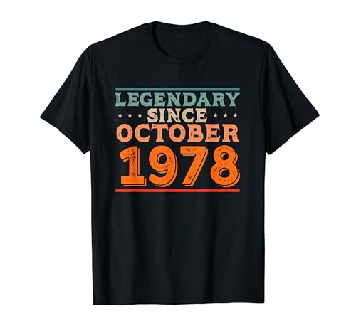 Legendario desde octubre de 1978 Retro Vintage Fiesta de Cumpleaños Camiseta