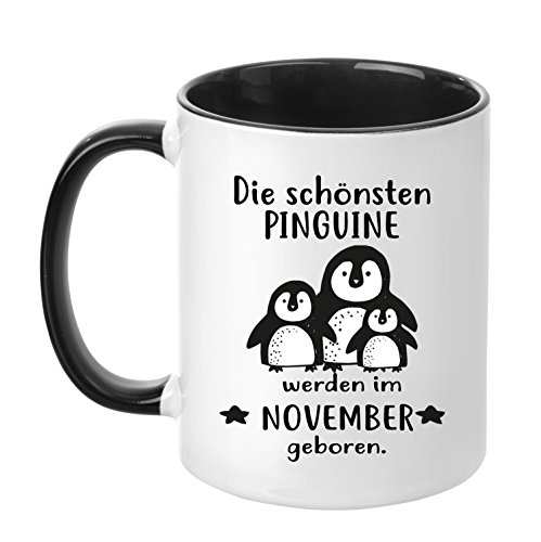 TASSENTICKER® - Taza de cumpleaños con los pingüinos más bellos que nacen en noviembre. - Alta...
