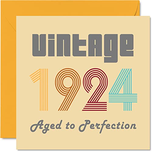 Tarjetas de cumpleaños número 100 para hombres y mujeres – Vintage 1924 Aged To Perfection –...