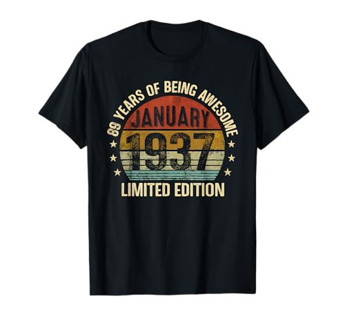 Cumpleaños de enero EST 1937 Edición Limitada Vintage 89 Camiseta