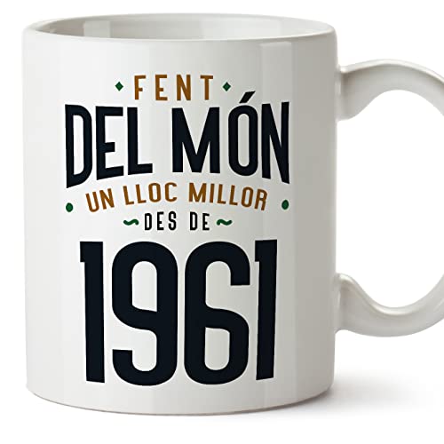 MUGFFINS Tazas 1961 Cumpleaños - En Catalán - Fent del Món un Lloc Millor - 11 oz / 330 ml -...