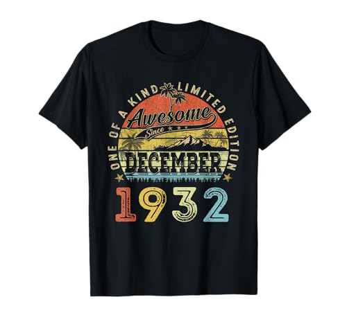 93 Edición Limitada 1932 Único en su Clase Diciembre 93 Cumpleaños Camiseta