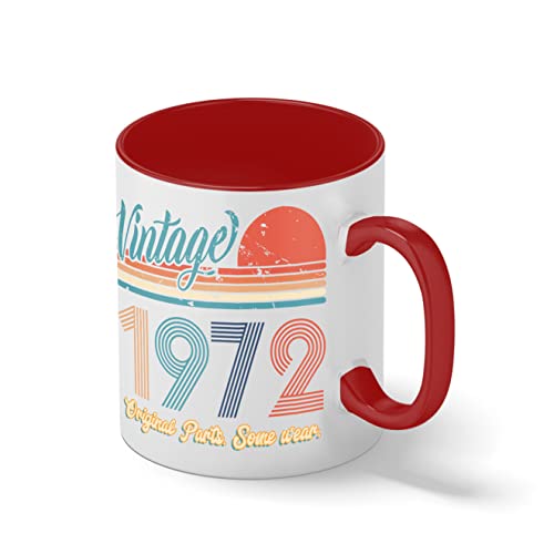 Vintage 49 Year Old Gifts 1972 Original parts Fun Edition 49th Birthday Blanco Taza Aro y Mango Con...