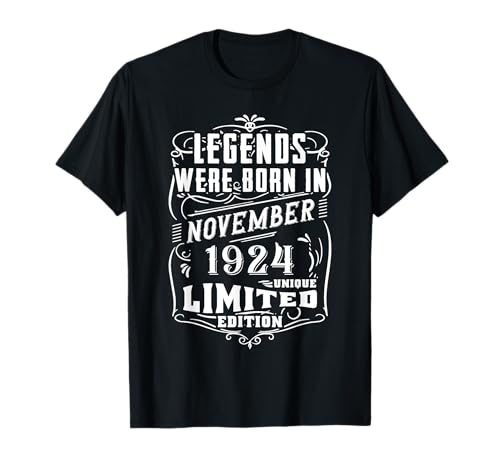 Cumpleaños Noviembre 1924 Edición Limitada Regalo Vintage Camiseta