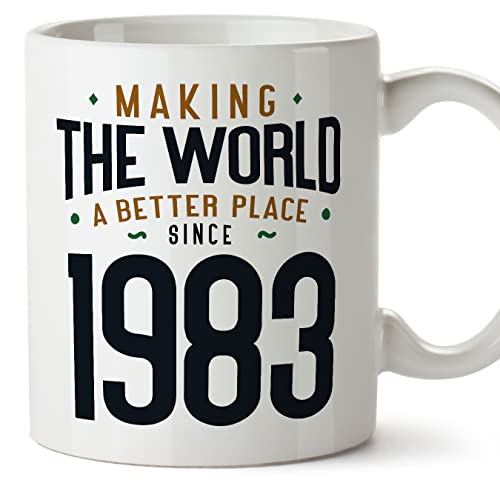 MUGFFINS Tazas 1983 Cumpleaños - En Inglés - Making the World a Better Place - 11 oz / 330 ml -...