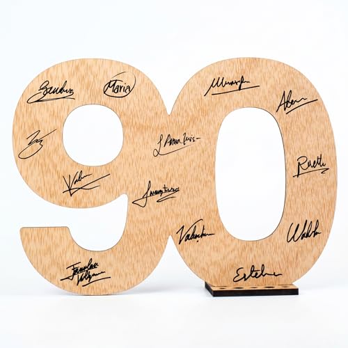 CONTRAXT Tarjeta felicitacion 90 cumpleaños. Regalo detalles libro de firmas alternaivo decoracion...