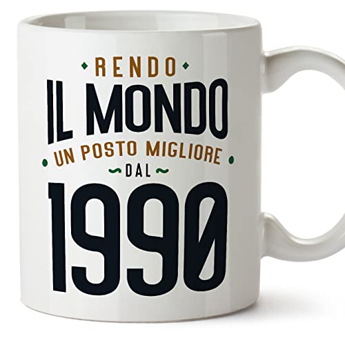 MUGFFINS Tazas 1990 Cumpleaños - En Italiano - Rendo il Mondo un Posto Migliore - 11 oz / 330 ml -...