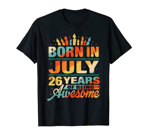 Julio 1996 26 años 26 años 26 cumpleaños regalo vela gráfico Camiseta