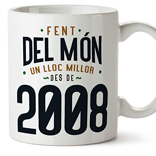 MUGFFINS Tazas 2008 Cumpleaños - En Catalán - Fent del Món un Lloc Millor - 11 oz / 330 ml -...