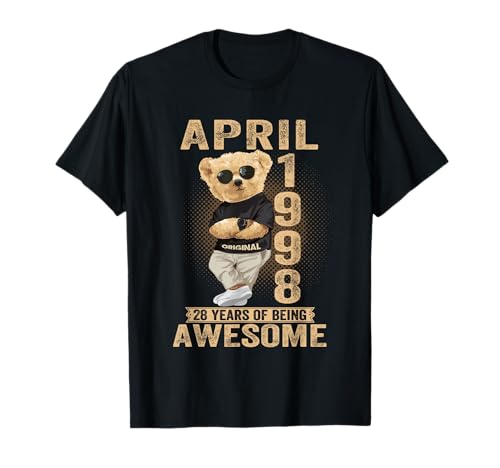 Abril 1998 28 Cumpleaños 2026 Mujer 28 años Oso de Peluche Camiseta