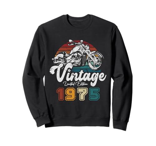 Vintage 1975 Cumpleaños 51 Años Moto Biker Hombre Motero Sudadera