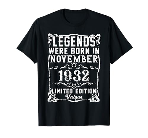 Cumpleaños Noviembre 1932 Edición Limitada Regalo Vintage Camiseta