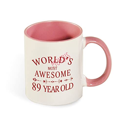 Taza de café divertida, regalo de cumpleaños 89, de dos tonos, rosa, regalo de taza de té, 11...