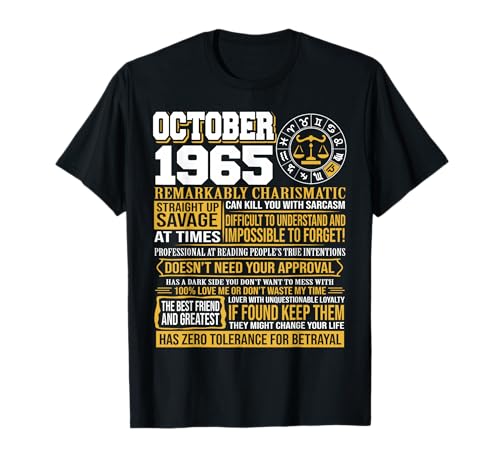 Regalos de cumpleaños de octubre – Born Octubre Libra 1965 Funny Camiseta