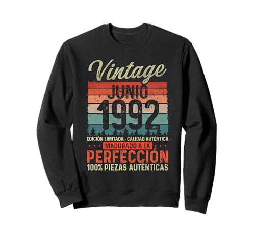 Junio 1992 Vintage Regalo 33 Años Cumpleaños Hombre Sudadera