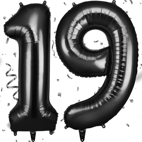 OFFCUP Globo Número 19 91 Negro 40' (101cm), Grande Globos Foil, Globo Numeros Gigante, Inflar con...