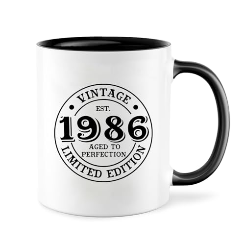 Taza 40 Cumpleaños, 1986 Regalos Originales 40 Años Para Hombres Mujeres, 350ml Taza de Cerámica...