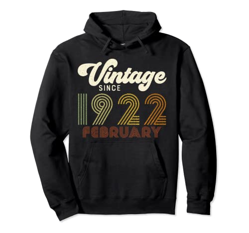 Vintage desde febrero 1922 Retro 100 cumpleaños Sudadera con Capucha